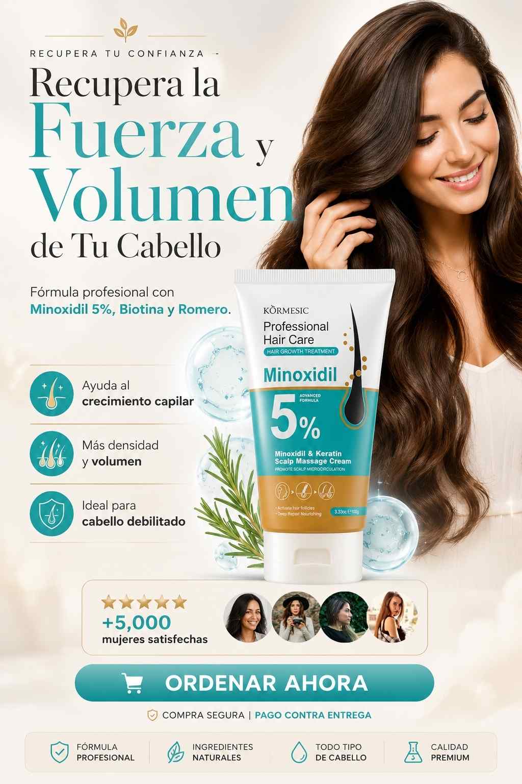 Kormesic Minoxidil 5% | Fuerza, volumen y confianza para tu cabello
