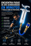 Kit Profesional para Diagnóstico de Fugas de Aire Acondicionado con Inyector de Aceite y Tinte R134A
