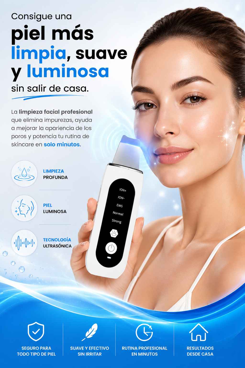 SkinGlow Pro™ | Paleta Ultrasónica Facial 5 en 1