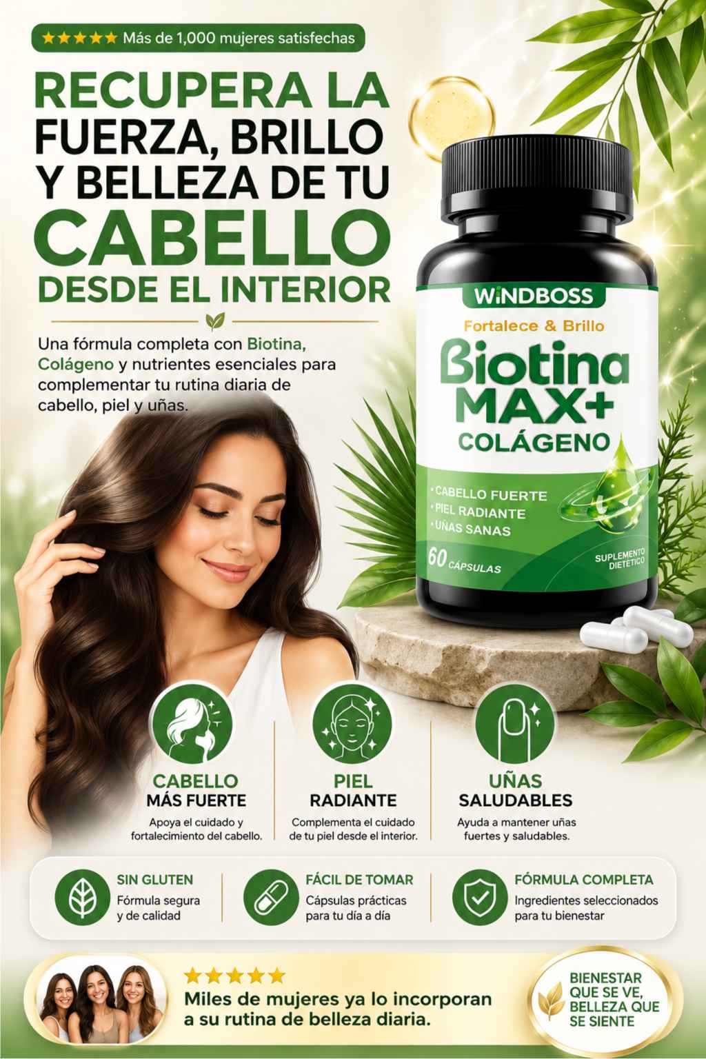 Biotina MAX+ Colágeno | Más confianza, cabello saludable y belleza integral