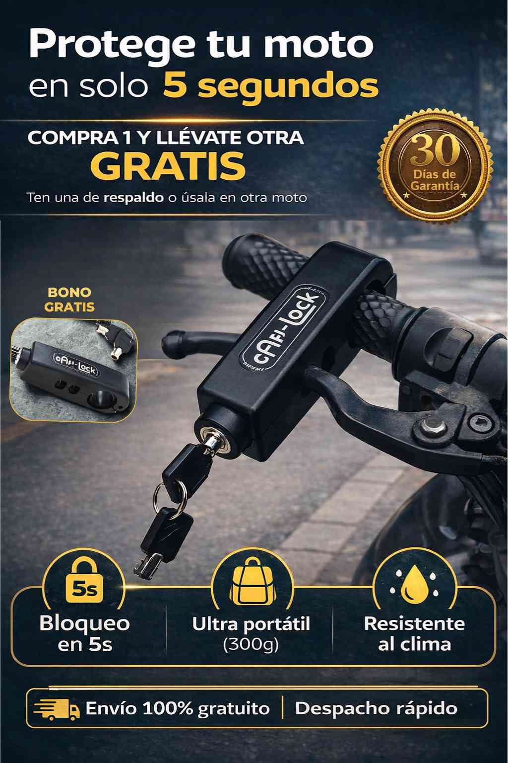 CERRADURA ANTIROBO PARA MOTO + OTRA GRATIS